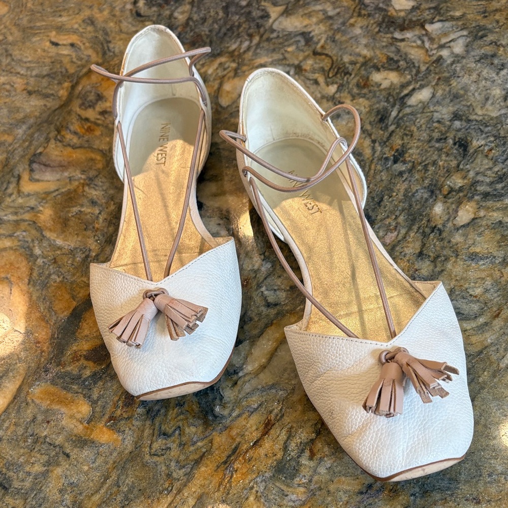 Nine West Cream Tassel Loafers